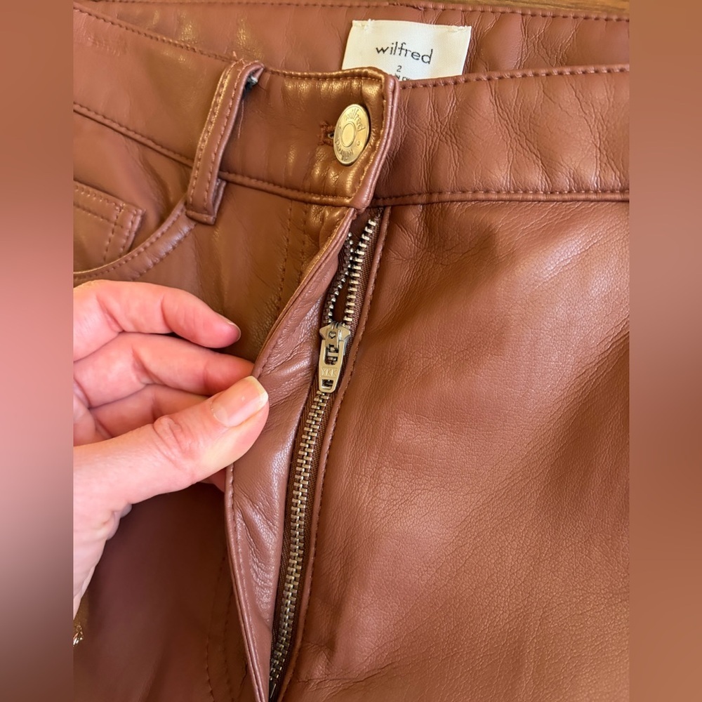 🤎 Aritzia Wilfred Melina Vegan Leather Pants | Cognac Brown 🤎 - Picture 4 of 11